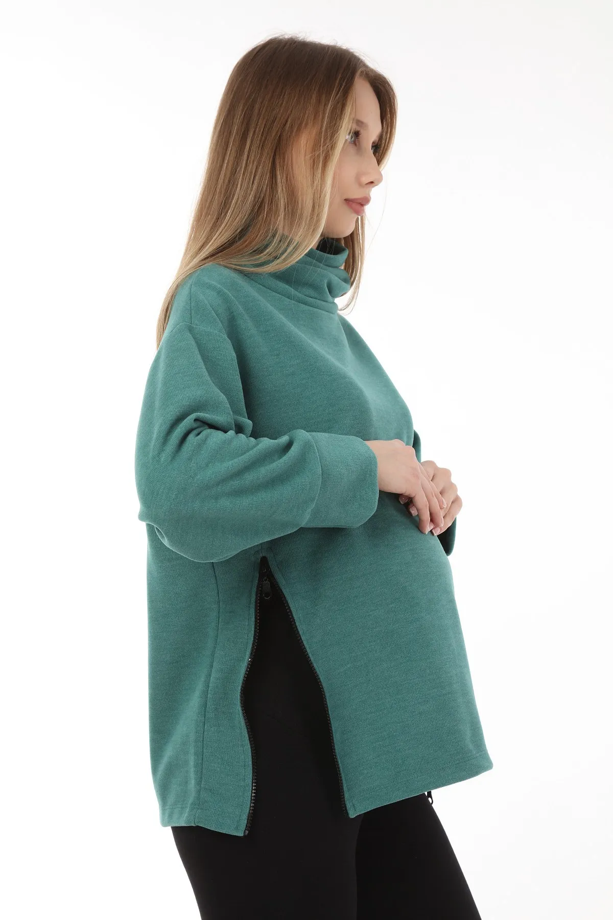 Luvmbelly MYRA4281-Sudadera de maternidad con cremallera, color verde