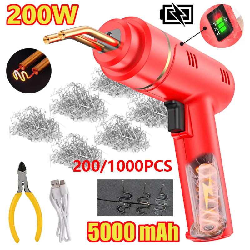 

200W USB Cordless Plastic Welder Gun Portable With 200/1000Pcs Hot Stapler Welding Kit Repair Car Bumper Hot Plastic-Welder