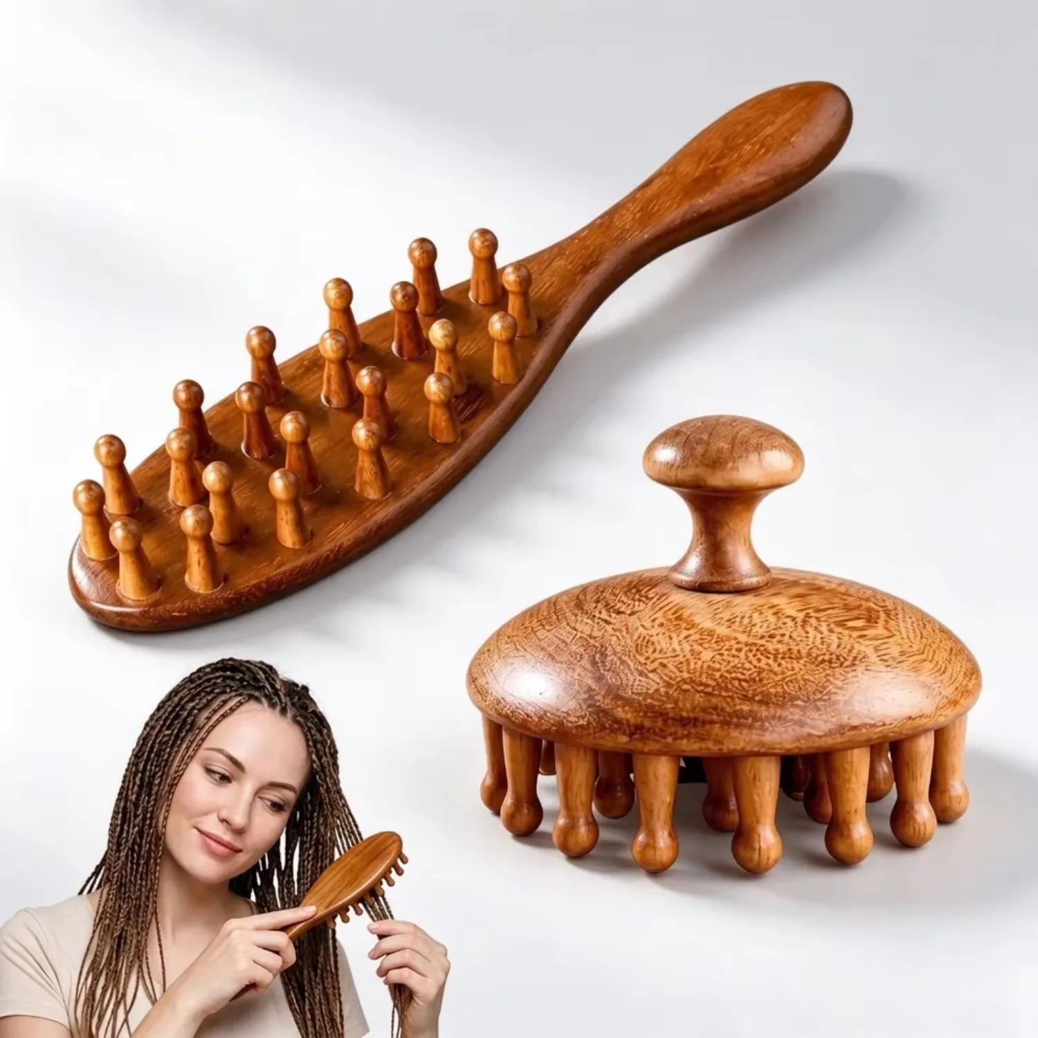 Wooden Scalp Massager for Hair & Scalp Care Scalp Massage & Hair Oil Distribution Wet Dry Shampoo Brush Hair Care Massage Comb
