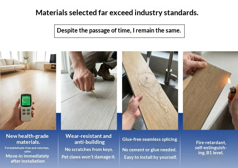 WPC Stone Plastic Flooring, a New Type of Seamless, Thickened, Snap-Lock, Wear-Resistant SPC Click Flooring for Home Use.