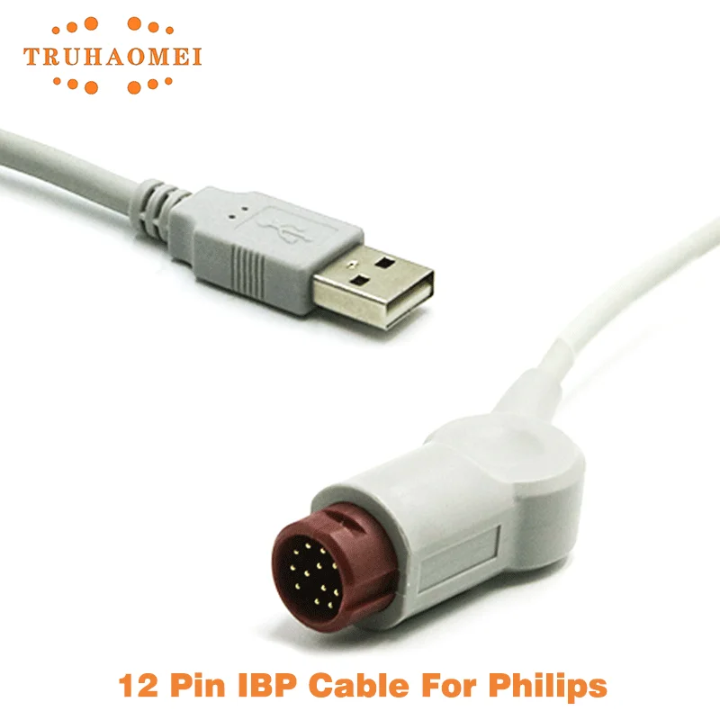 كابل IBP 12 دبوس لمراقبة المريض فيليبس M1567A M1568A سلسلة كابل ضغط الدم الغازية محولات محول IBP المتعددة