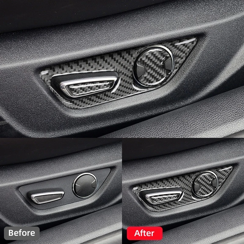 For Ford Mustang GT 2015-2021 Car Accessories Carbon Fiber Interior Car Seat Adjust Button Panel Frame Trim Cover Sticker Decor