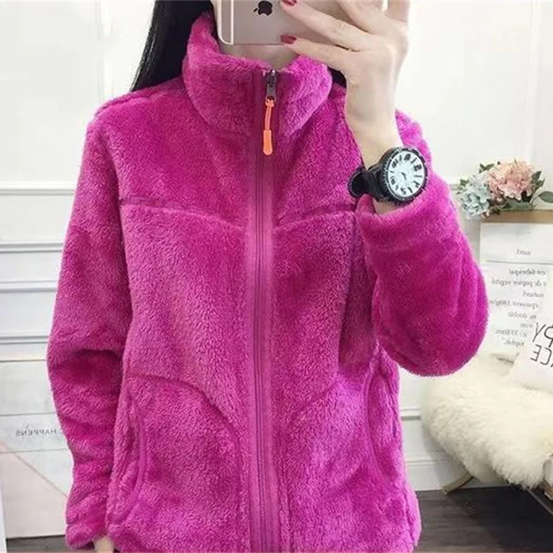 2025年 ファム スタンドカラー アウター レトロ レディース 大きいサイズ 4XL リバーシブル ジャケット 春秋 レディース 無地 ポーラーフリース コート