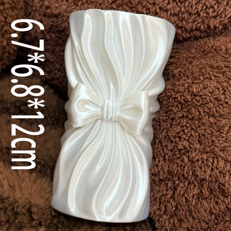 Romantic Bow‑knot Twisted 3D Printed Vase Desktop Ornament Dry Flower Holder Artistic Plant Container Modern Home TableDecor
