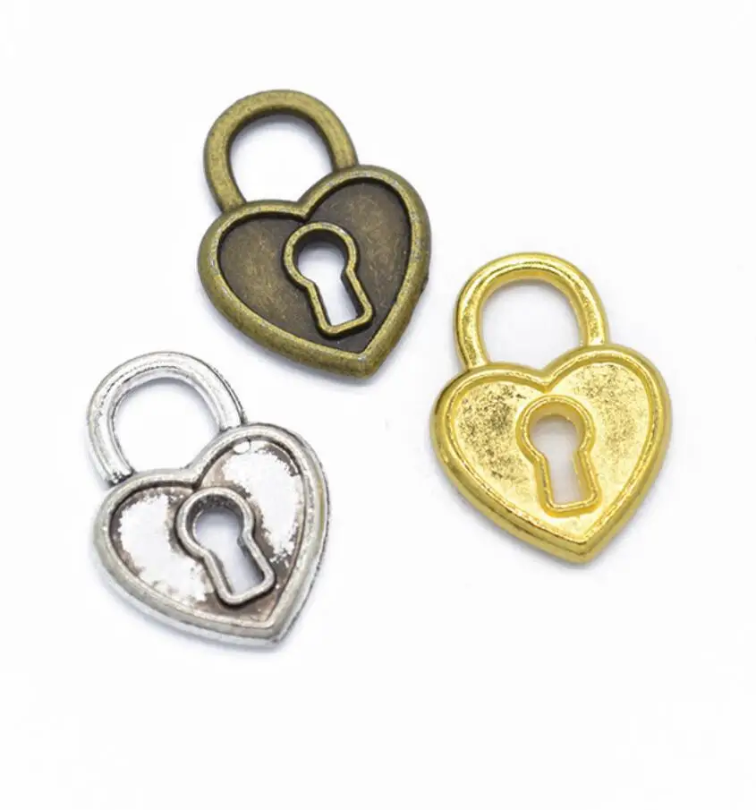 80pcs Charms Heart Lock 19x14mm Tibetan Silver Color Pendants Antique Jewelry Making DIY Handmade Craft F0387