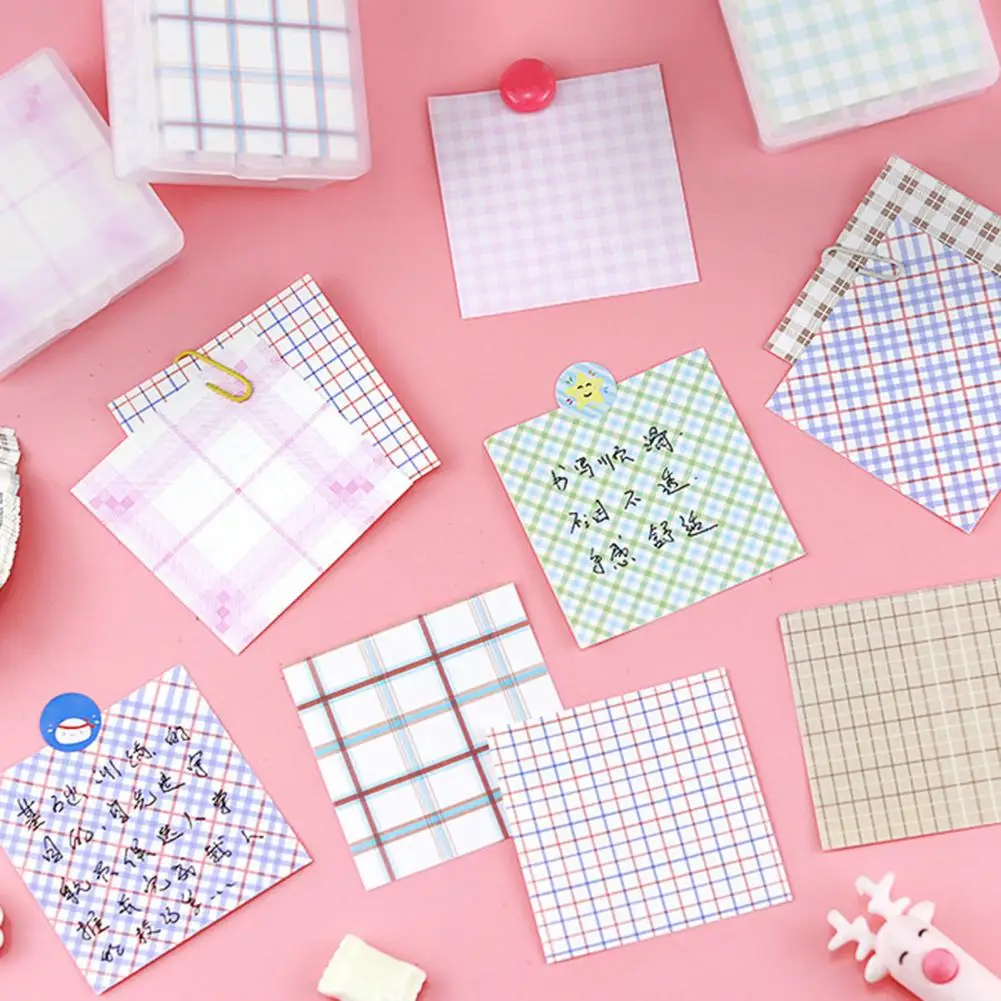 Papel de nota de cuadrícula creativa, diseño de dibujos animados divertidos, papel de notas no pegajoso de contenido rico para estudiantes y premios, 1 caja
