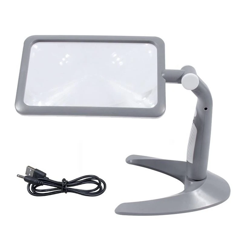 A25I-For Elderly Reading 1Pc 2.5X Magnifying Glass With 48 Leds 3 Light Modes Hands-Free Bracket