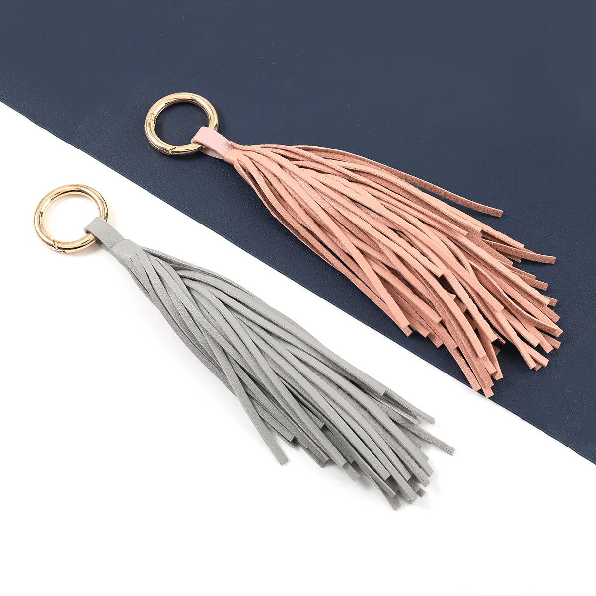 Fashion Women Bag Pendant Leather Long Tassel Car Key Chain Holder Accessories Trinket Handmade Keyring Fringe Jewelry Gift