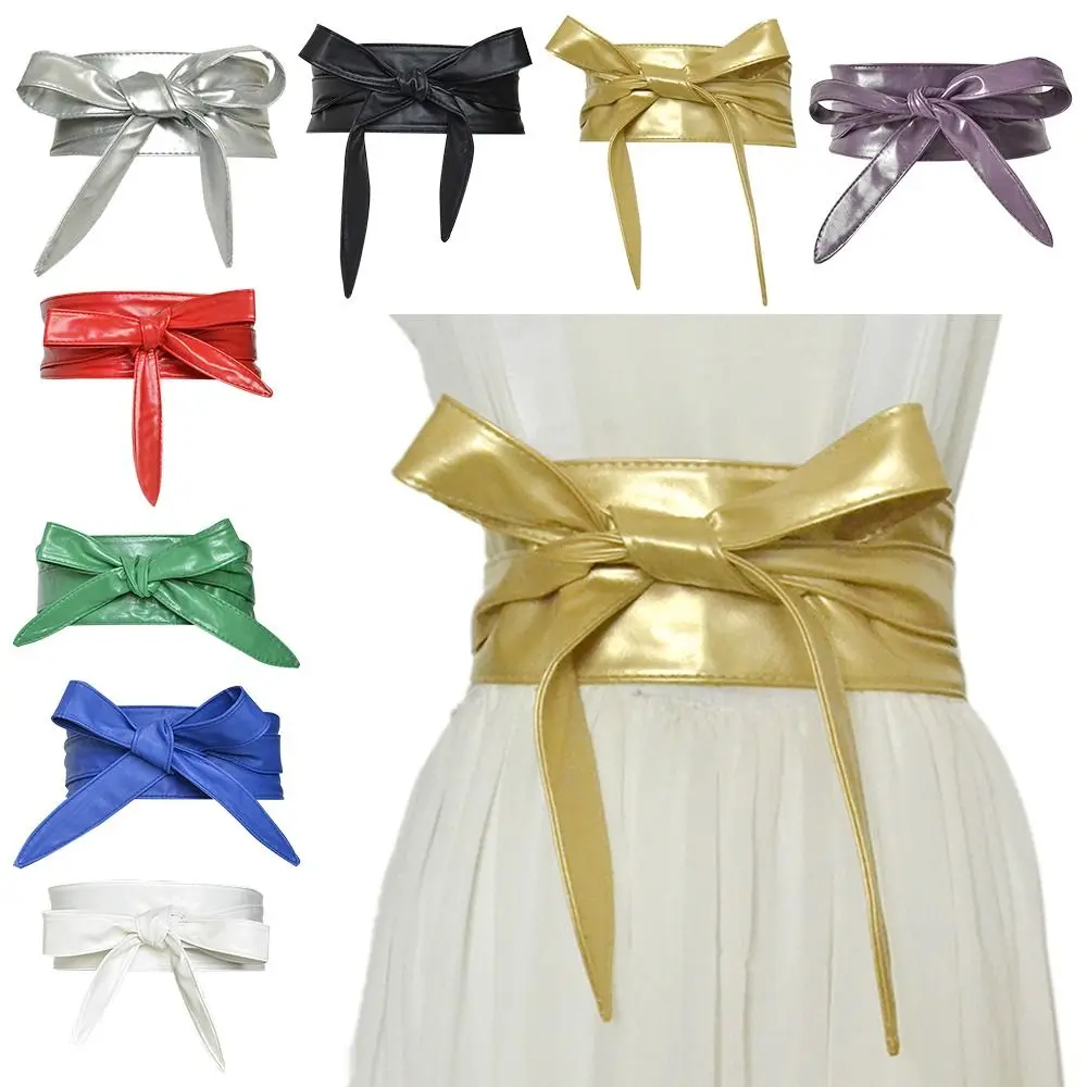 

Women Lace Up Belt Fashion Bowknot Belts Longer Wide Bind Waistband Ties Bow Ladies Dress Decoration