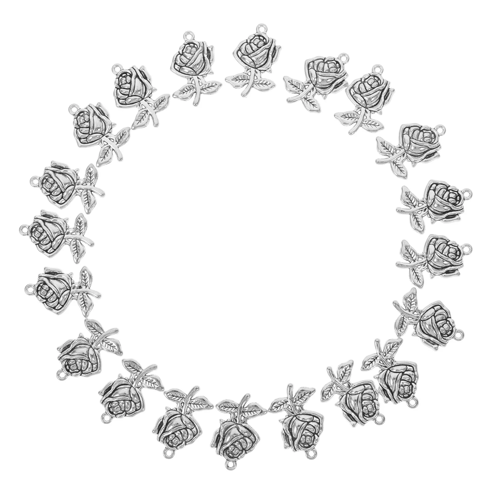 

20Pcs Feminine Rose Charm Pendants for Jewelry Making DIY Necklaces Bracelets Keychains Bag Decor Earrings Craft Supplies Bulk