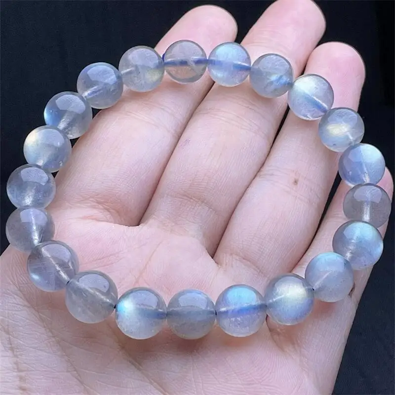 

10MM Natural Gray Moon Stone Bracelet Multiple Circles Bracelet Quartz Jewelry Stretch Bangle Children Birthday Gift 1pcs