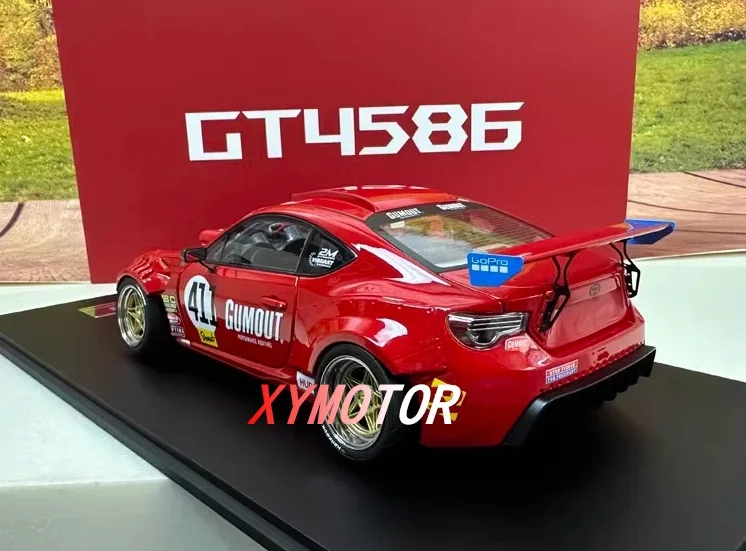 JDM 1:18 para GT4586 totalmente abierto motor totalmente independiente aleación Diecast modelo coche juguetes regalos de cumpleaños Hobby colección de exhibición rojo