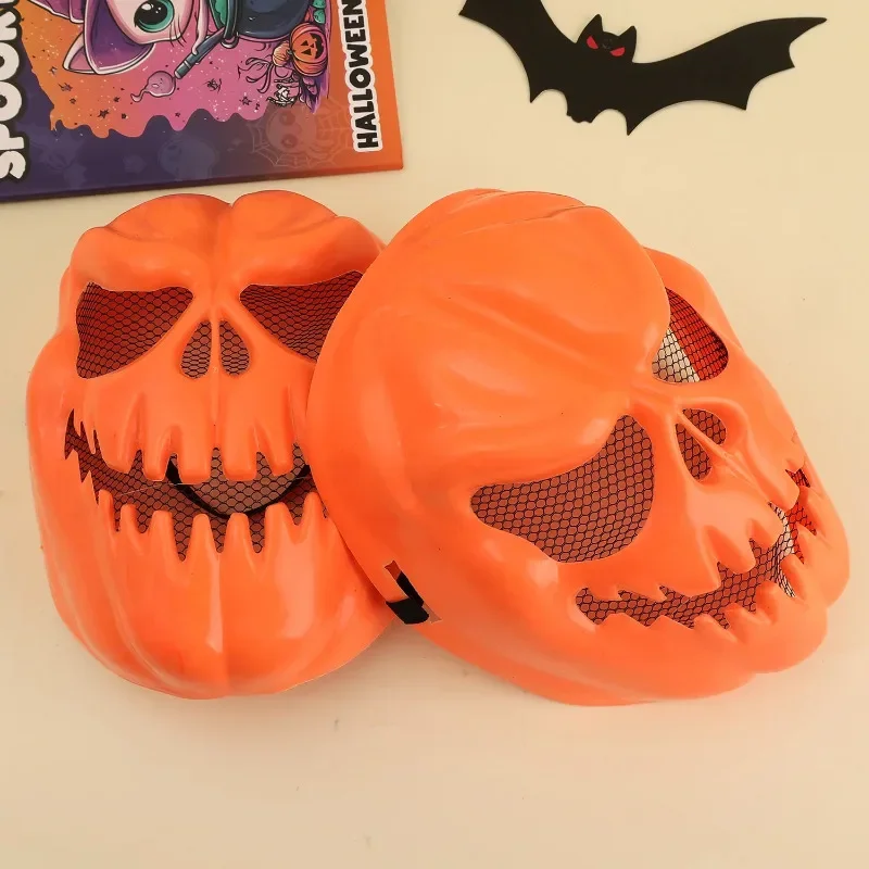 Masque de citrouille d'halloween, couvre-tête effrayant, accessoires de Cosplay de fête d'horreur, couvre-chef amusant Orange, accessoires de Costume pour adultes, 1/2 pièces