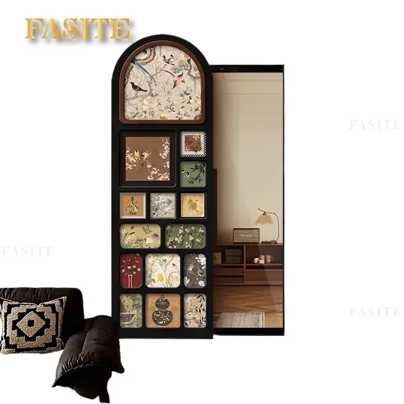 For Medieval French Style Living Room Full Body Mirror Invisible Push Pull Full Length Mirror Cloakroom Hidden Decorative