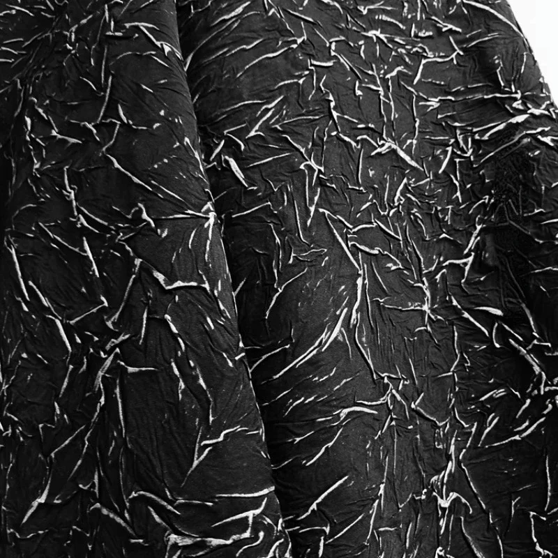 

Ткань с серебряным покрытием и принтом, черная плиссированная текстура, весна-осень, дизайнерская декоративная ткань для шитья своими руками, материал для метров