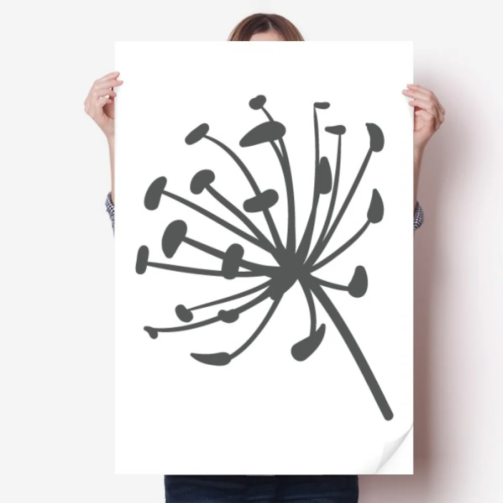 

Dandelion Flowers Outline Sticker Decoration Poster Playbill Wallpaper Window Decal