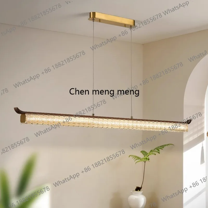 

Новая люстра в китайском стиле для длинных барных стоек, современная лампа из черного ореха в стиле люкс для чайной комнаты или кабинета.