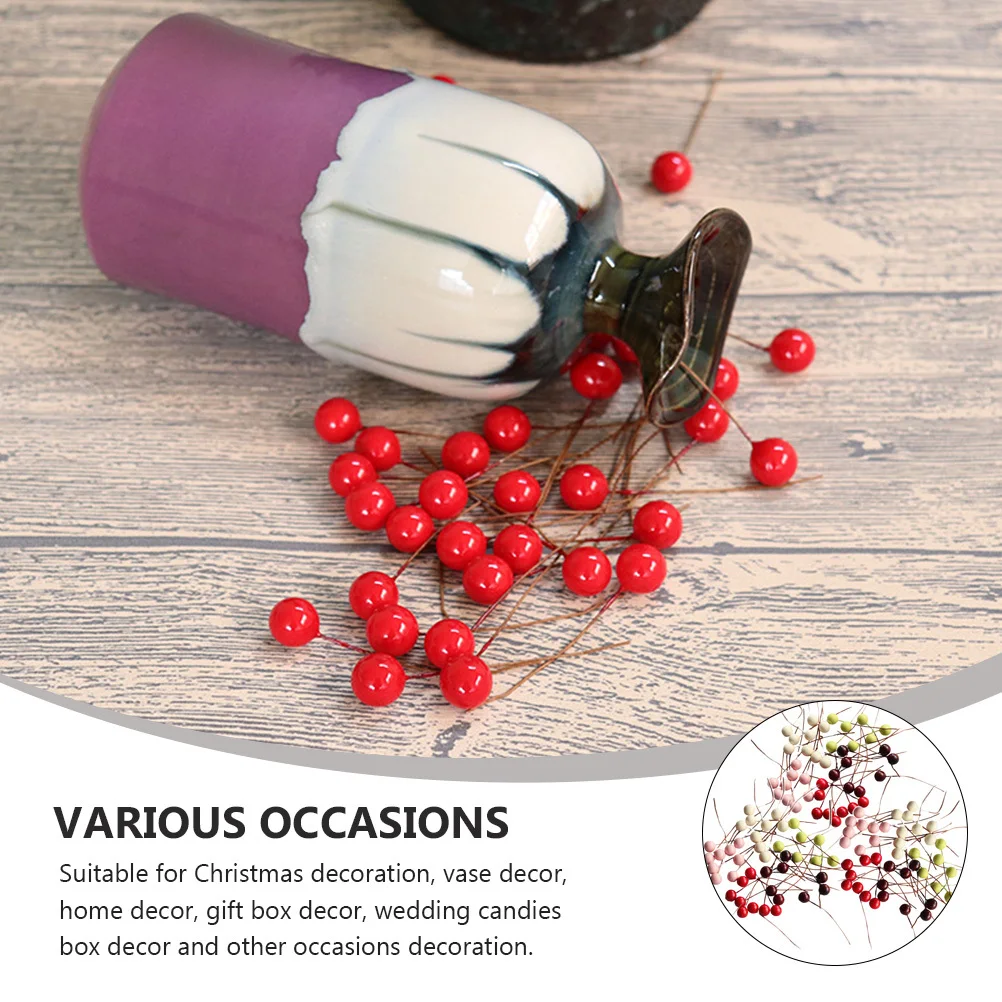 

140pcs 10Mm Christmas Wedding Home Party Simulation Vase Decorative Berries Gift Box Decor Props