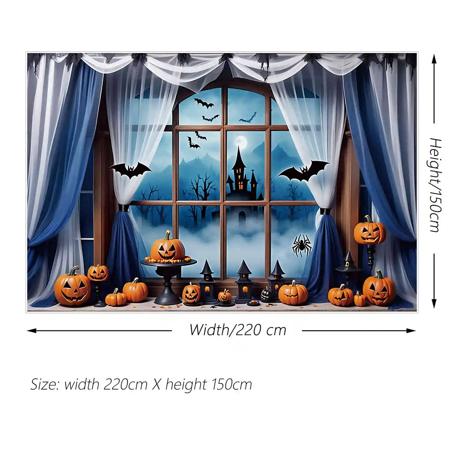 MOON.QG Halloween 2025 Backdrops Bat Mountain Castle Pumpkin Spider Background Custom Party Decorations Photography Accessories