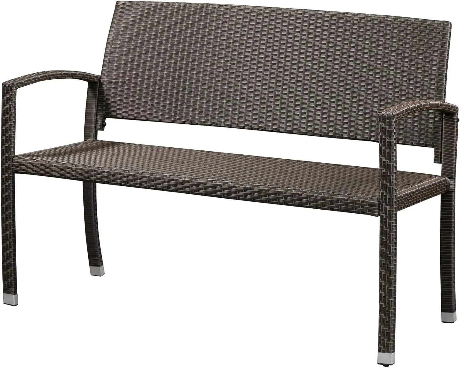 Patio PU Wicker Steel Frame All Weather Bench Attractive Woven Design Easy Assembly Lightweight Year Round Accent, Customized