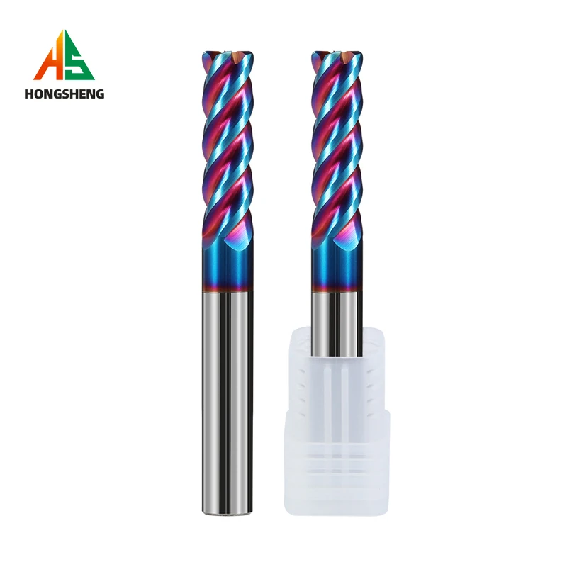 Solid Carbide Corner Radius End Mills HRC65 4 Flutes Nano Blue Coating CNC Tools  Endmills R0.5 R0.2 R1 R2~8 Surface Machining