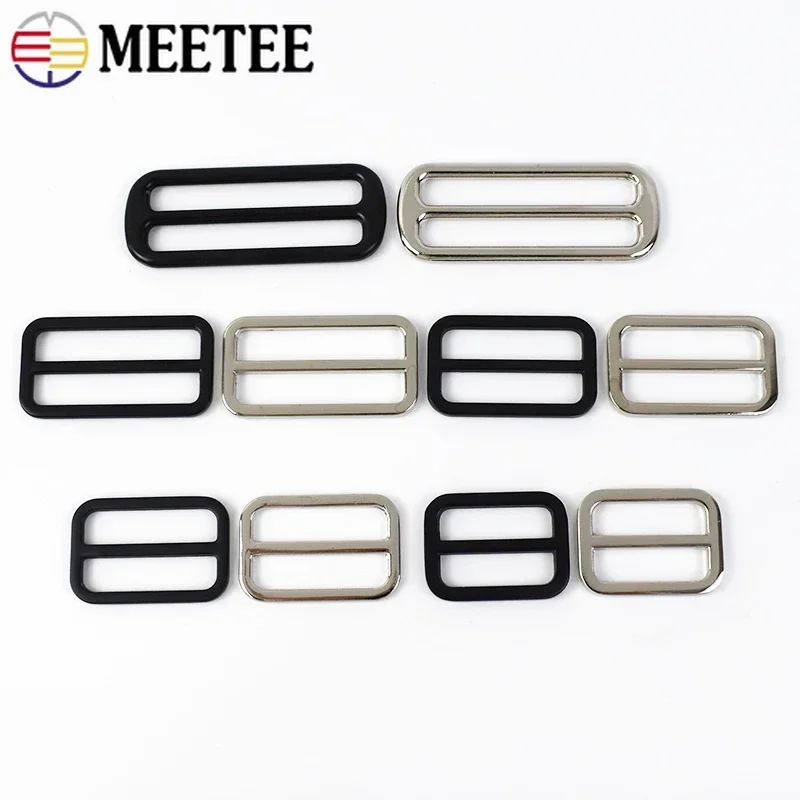 5/10Pcs Meetee 25-50mm Metal Tri Glide Slide Ring Buckle Webbing Strap Bag Belt Rectangle Adjuster Hook Leather Craft Accessory