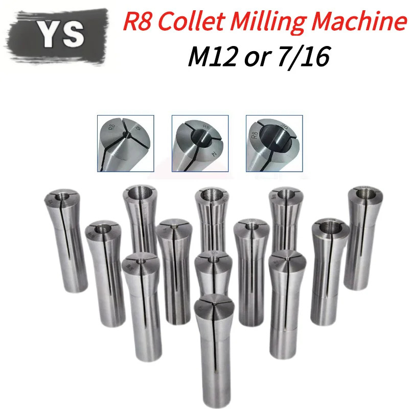 

YS R8 Spring Collets Set High Precision Metric M12 thread inche 7/16 Clamping Tools Lahte Machine Parts R8 Collet 3~20mm