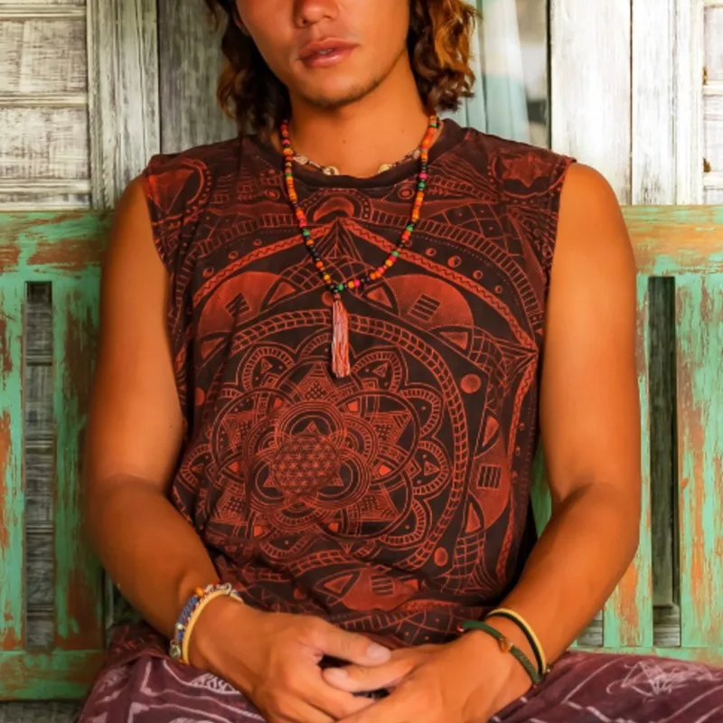 

Handmade Rubbing Cotton Sleeveless T-shirt Vest Women's Waistcoat Men's Top