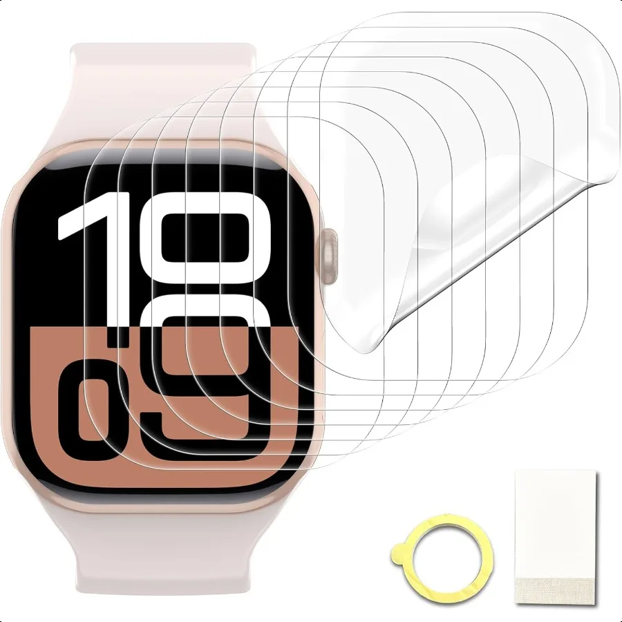 Confezione da 8 pellicole protettive compatibili con Apple Watch Series 10 Pellicola proteggi schermo in TPU trasparente HD da 42 mm compatibile con Apple Watch