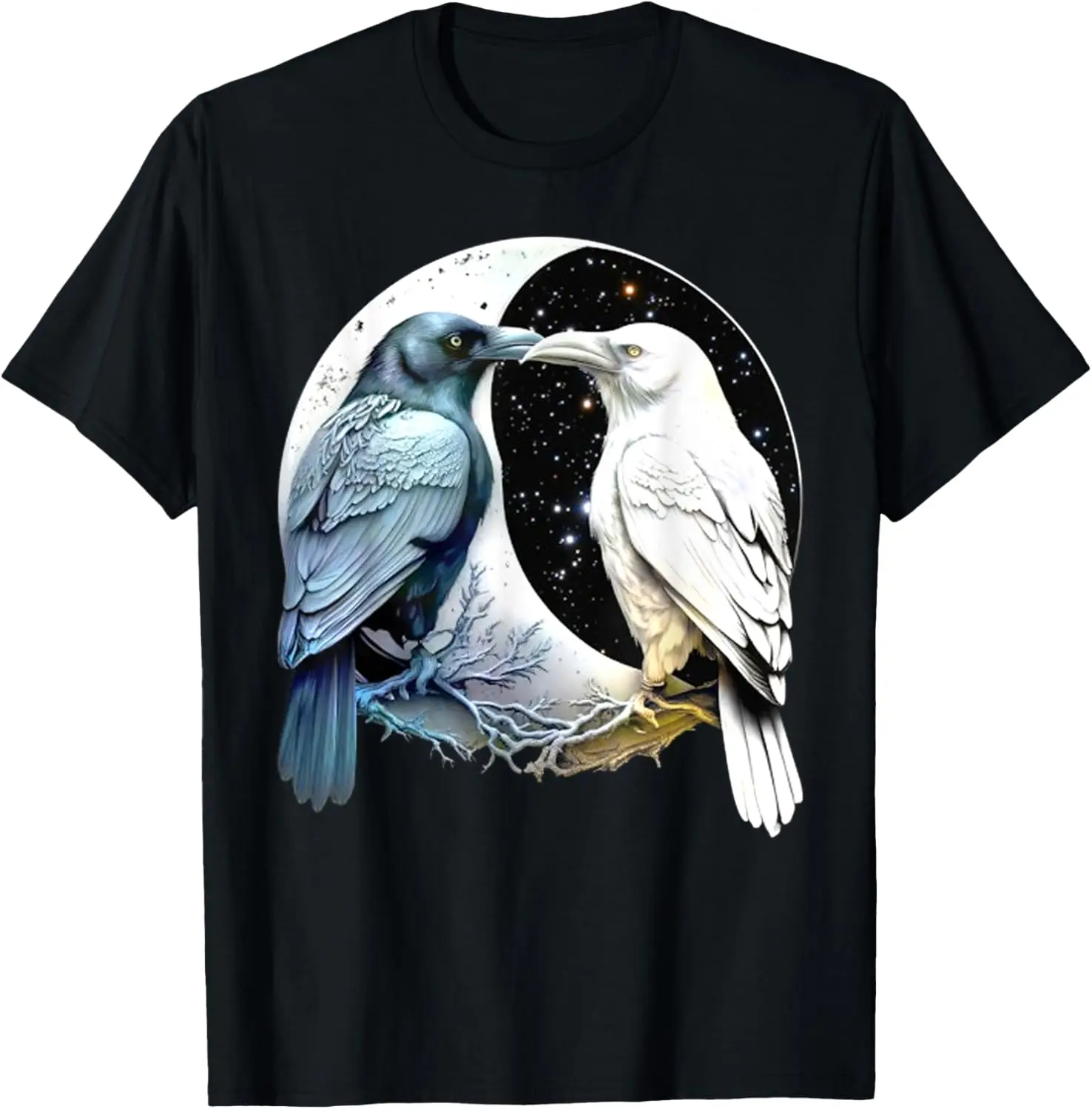 

Ravens Yin Yang Moon Valhalla North Myths Celtic T-Shirt 100% Cotton O-Neck Short Sleeve Summer Casual Mens T-shirt Streetwear