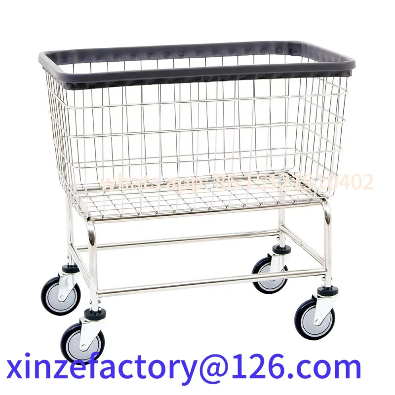 

Customizable Steel Rolling Cart Wire Laundry Basket with Wheels Steel Frame