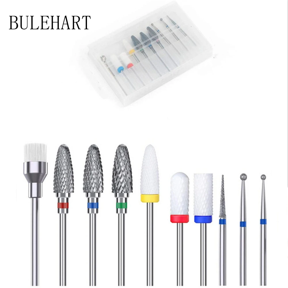 Milling Cutter For Manicure Set 10 Pcs Ceramic  Nail Drill Bits Removing Gel Varnish Tool