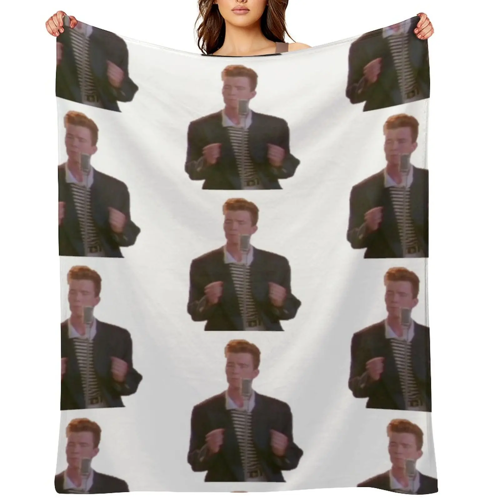 

Rick Astley Rick Roll Never Give You Up Throw Blanket Cute Plaid Luxury Brand funny gift Summer Blankets