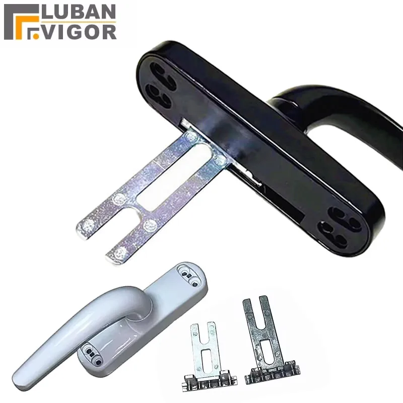 Poignée de fenêtre pas de trou 98mm noir blanc pont cassé en alliage d'aluminium plat ouvert poignée de fenêtre de porte de poussée externe pour balcon