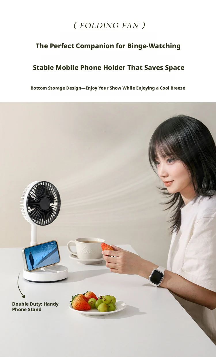 2026 New Desktop Fan USB Charging Model, Long Endurance Foldable Mini Retractable Fan, Dormitory Portable Desktop Electric Fan