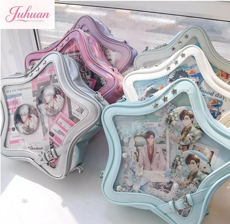 Japan Sweet Cute Women‘s Crossbady Bags Transparent Star Ita Bag Original Mochila Daily Using Backpack Popular School Mochilas