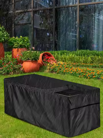 Waterproof Deck Box Cover Garden Storage Box Cover Outdoor Waterproof Black Dustproof Cover Durable Black Patio Storage Cover