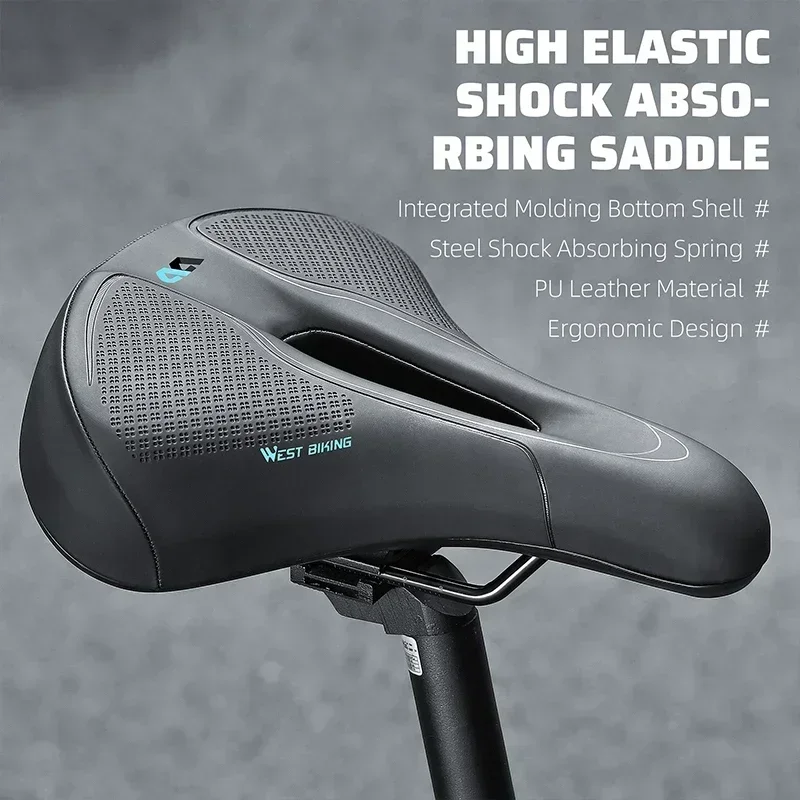 MTB سرج مريح مزدوج ممتص للصدمات وسادة مقعد ناعمة للصدمات كرة ختم سرج زنبركي مع ضوء خلفي LED