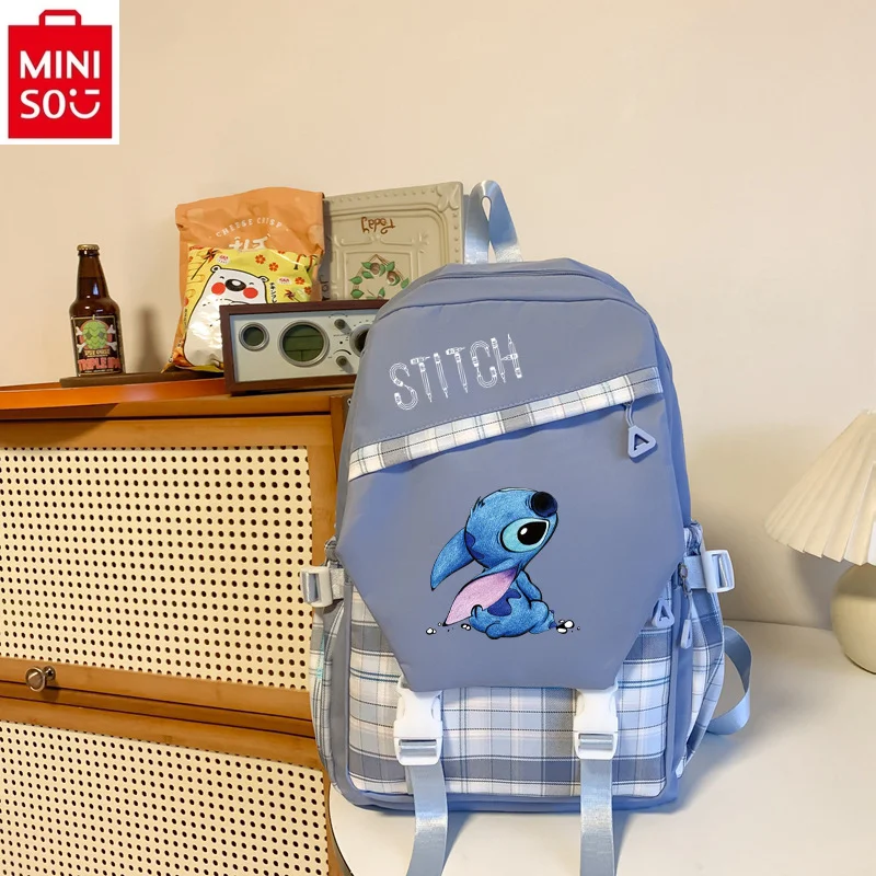 MINISO Disney Cartoon Anime Stitch Printed Student Large Capacity Casual Comfortable Shoulder Strap Children's Backpack