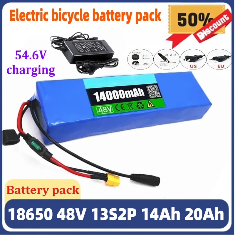 18650 48V 13S2P 20Ah Battery Electric Vehicle Electric Motorcycle DIY Battery with BMS + 54.6V 2A Charger