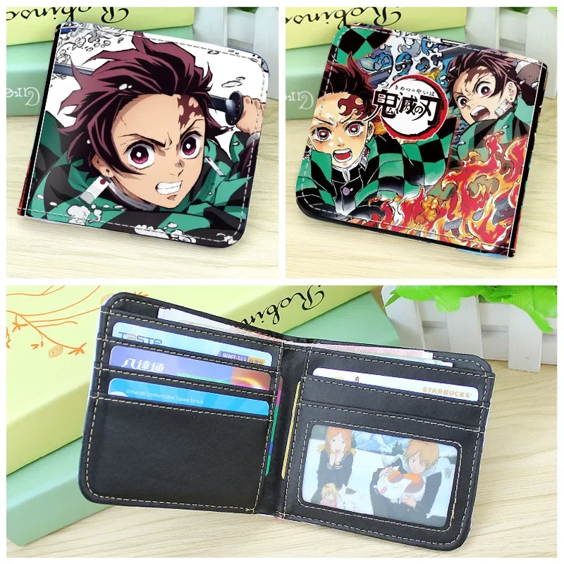 Demon Slayer Wallets Anime Figure Peripheral Tanjirou Zenitsu Nezuko Shinobu Coin Purse Kimetsu No Yaiba Zipper Money Clip Bag