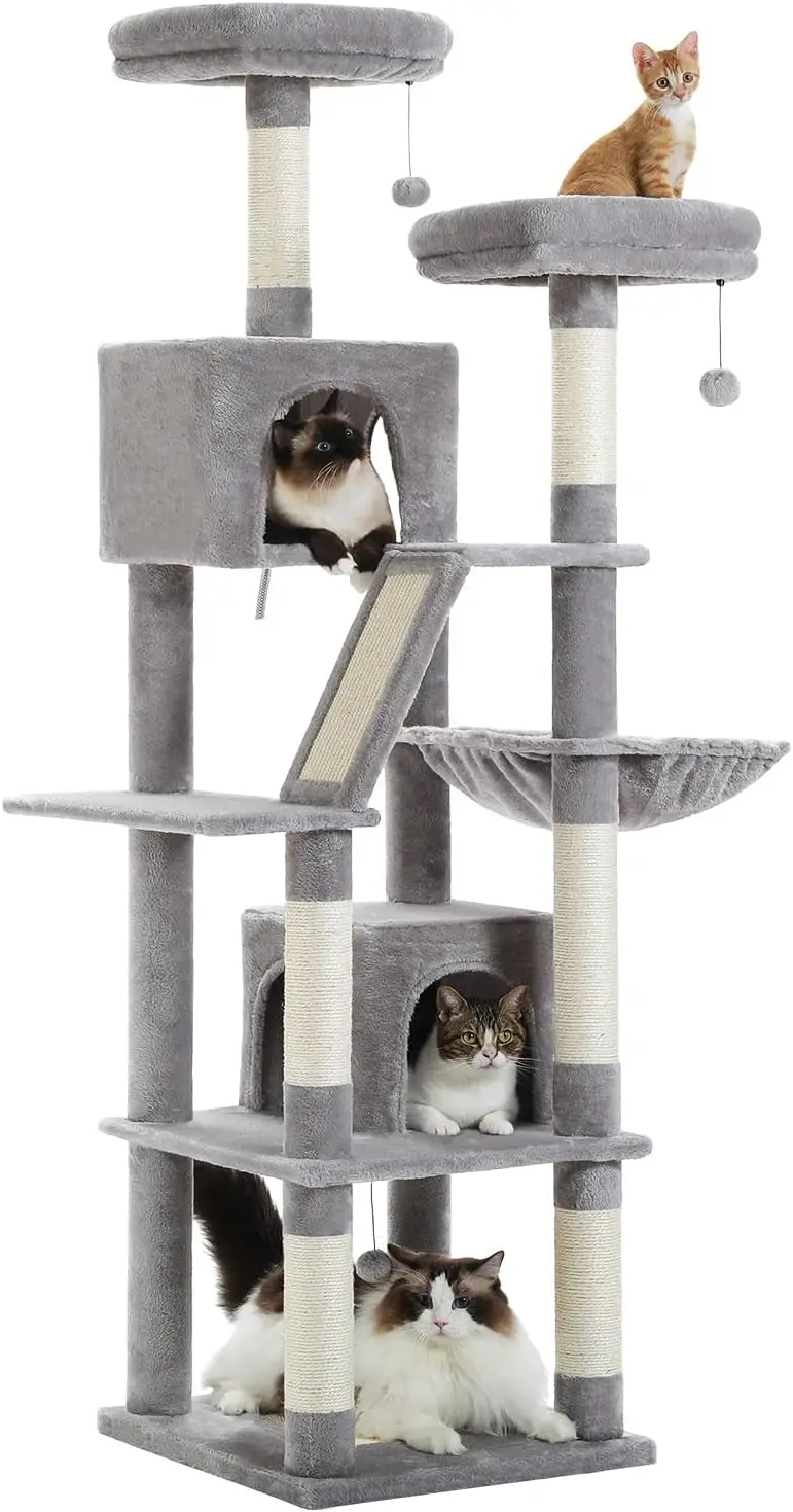 

Large Cat Tree 70.9", Tall Cat Tower for Indoor Cats, Multi-Level Plush Cat Condo with 6 Scratching Posts, 2 Scratching