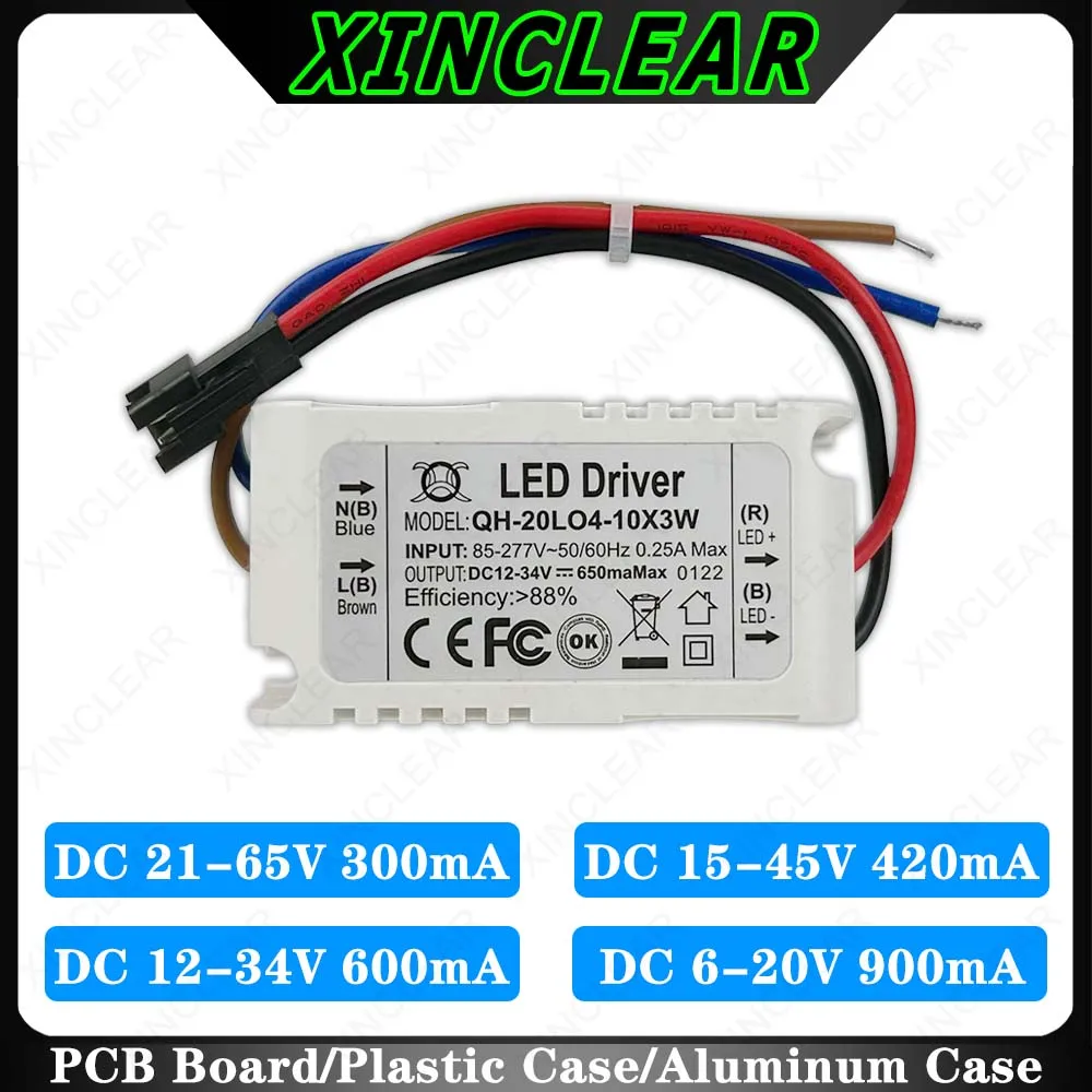 7W 10W 12W 15W 18W 20W LED Driver DC 21-65V 15-45V 12-34V 6-20V 900mA 600mA 420mA 300mA Lighting Transformers Power Supply