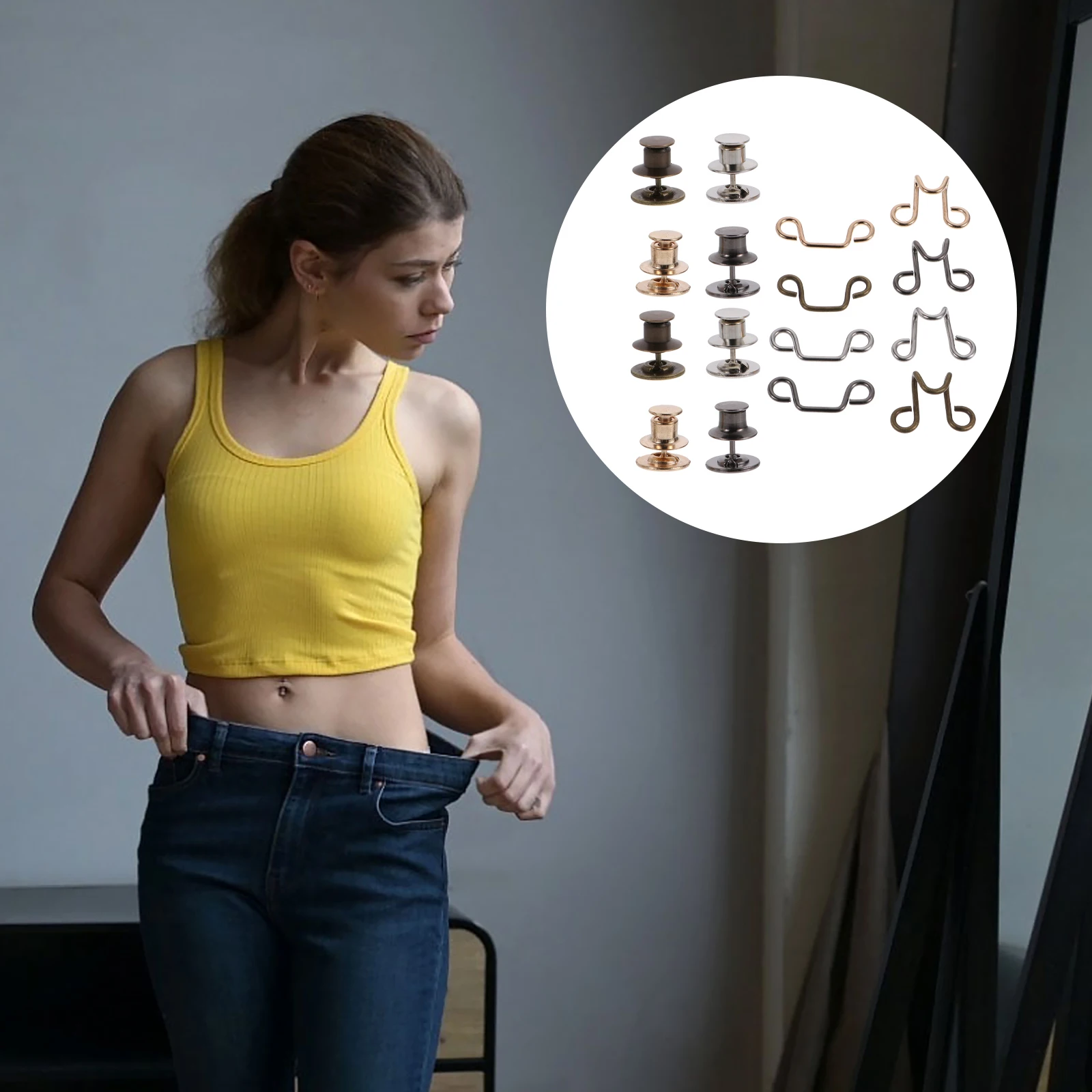 

4 set Adjustable Waist Buckle Extender For Jeans No Sew Needed Anti-Slipping Pants Button Waist Button Cloth Accessories