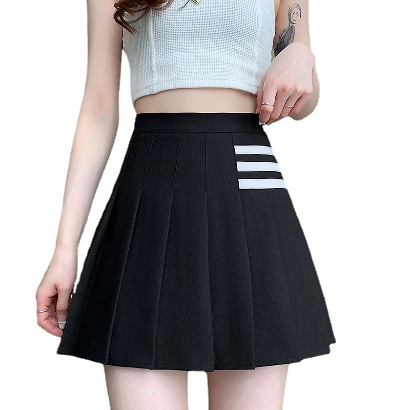Vintage Black Pleated Skirt Women Casual High Waist Mini Skirts Korean Fashion School Girls Uniform Harajuku Streetwear Spring