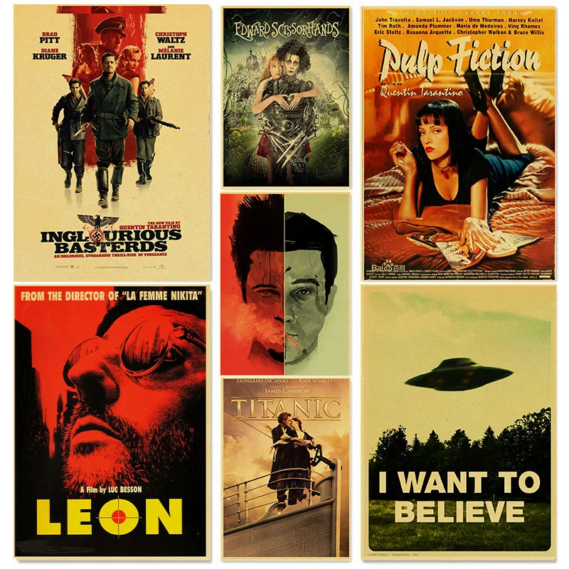 Póster Vintage de película clásica Pulp Fiction/Kill Bill/Fight Club, carteles Retro de papel kraft, pintura artística decorativa