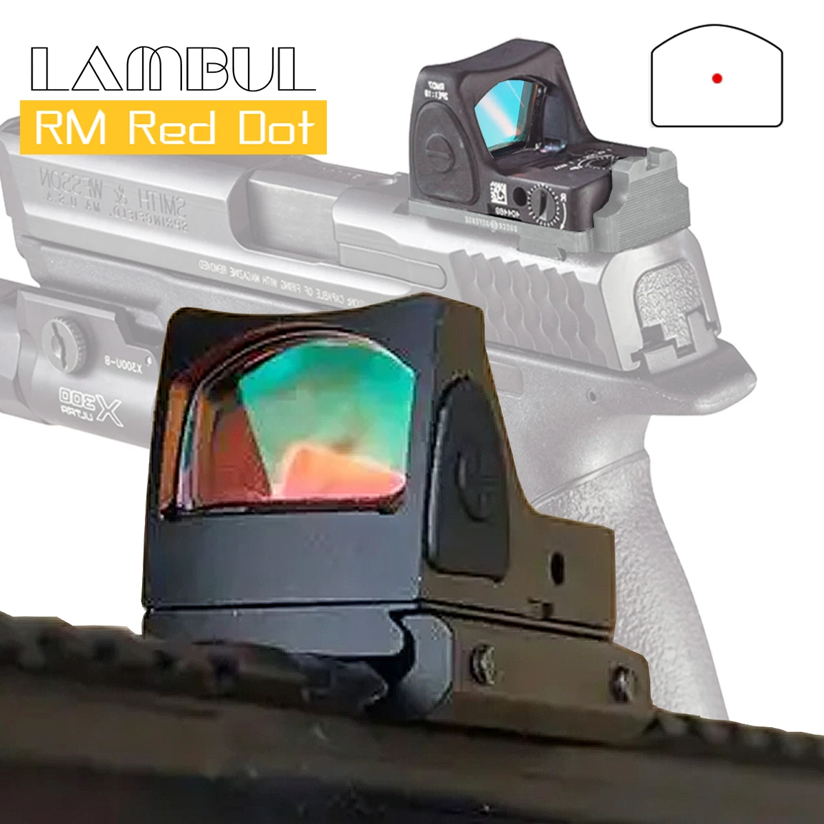 Tactical RM Red Dot Sight Reflex Scope Adjustable Optical Scope with Side Mount for Glock 17 G19 AK47 AR15 Hunting RM Red Dot