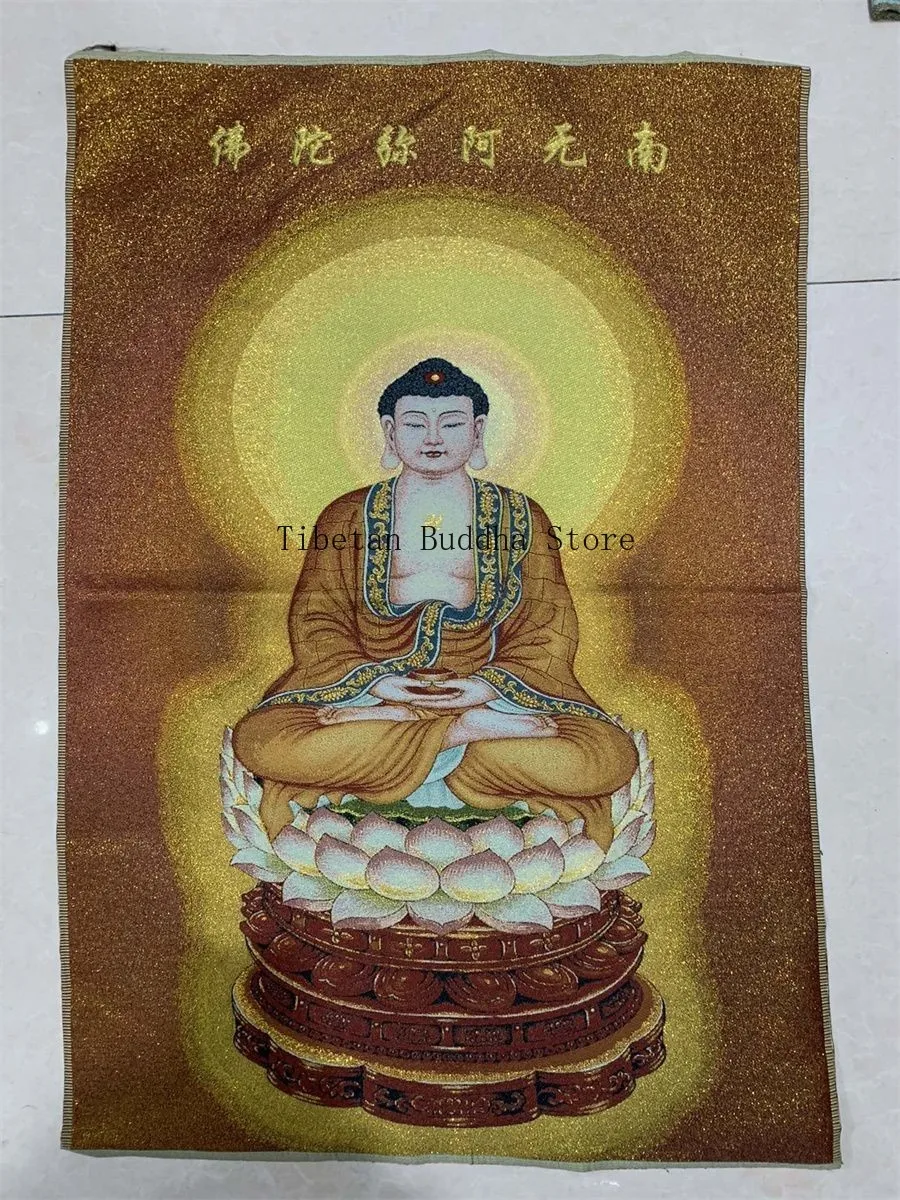 Tibetan Thangka Embroidery Vairocana Shakyamuni Brocade 90x60cm Wall Hanging