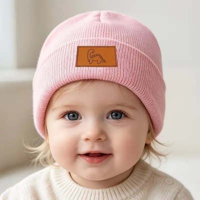Soft Stretchy Baby Knit Beanie With Cute Dinosaur Patch Warm Comfortable For Toddlers Fall Winter Wear