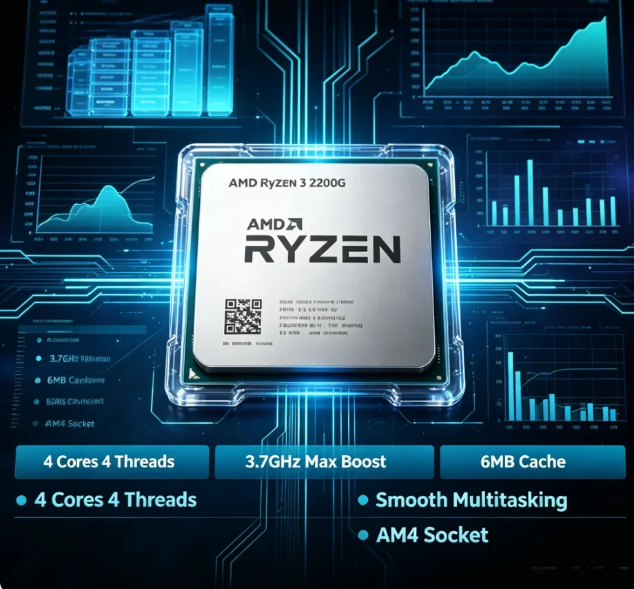 AMD Ryzen 3 2200G Processor with Radeon Vega 8 Graphics 3.5GHz 4-Core 4-Thread LGA AM4 CPU image 4